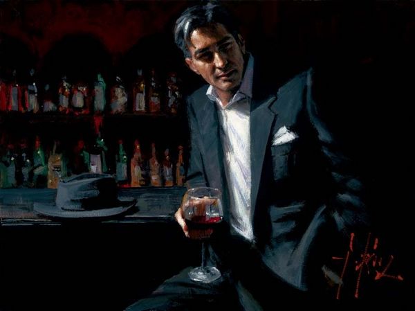 "Black Suit Red Wine" by Fabian Perez