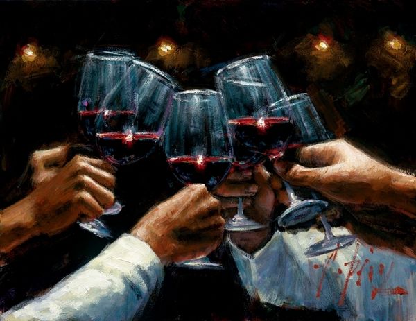 "For a Better Life Red Wine with Lights" by Fabian Perez