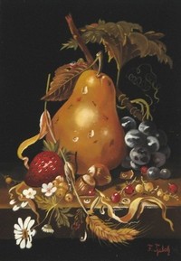"Golden Pear" Oil on Copper Artist Ferenc Tulok