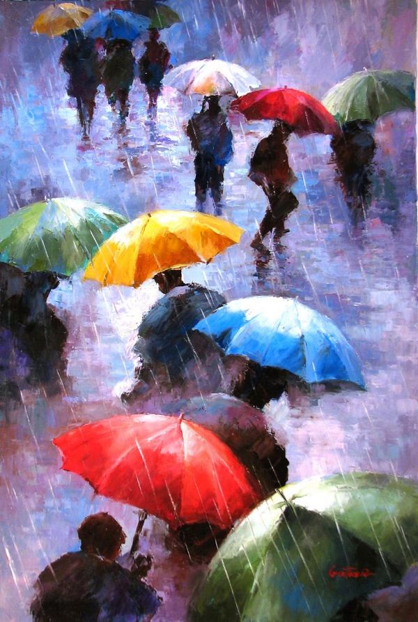 "Rainy Day People" Oil painting Paul Guy Gantner