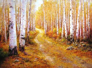 "Path Among the Birch Trees" Paul Guy Gantner Oil Painting