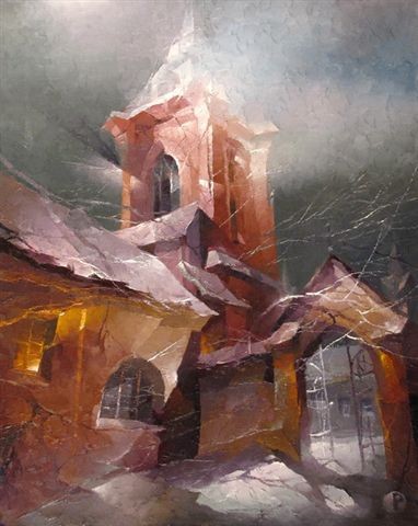 "Twisted Chapel" Petras Lukosius Original Oil