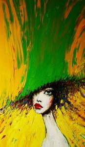 Taras Loboda "Lady in the Green Hat" Oil on Canvas, 48" x 35"