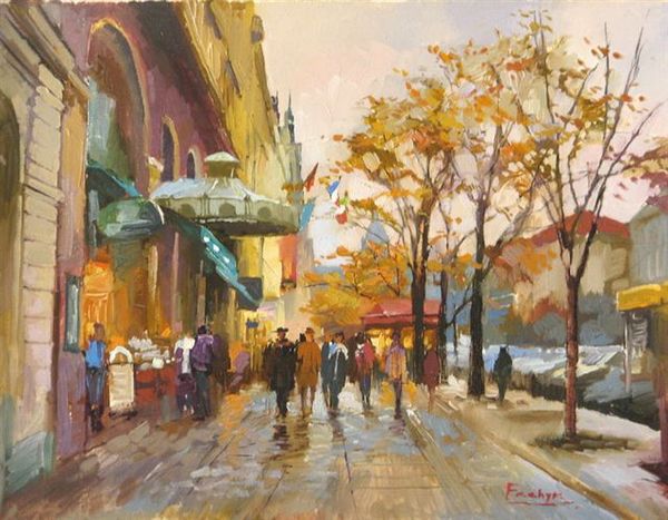 Vladimir Fechyk "Autumn Walk" Oil on Canvas Volodymir Fechyk "Keeping Dry" - Original Oil Painting