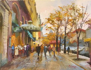 Vladimir Fechyk Fechyk "Autumn walk" <br>Oil on Canvas 