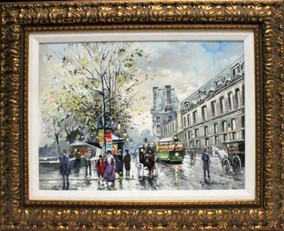 Antoine Blanchard "Quai du Louvre" oil painting