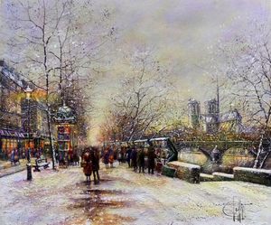 "Les Quais en Hiver" Oil on Canvas