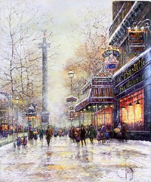 "Place de la Bastille" Oil on Canvas