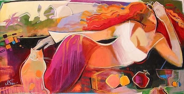 "Red Summer" Artist Irene Sheri Artist Enhanced Giclee